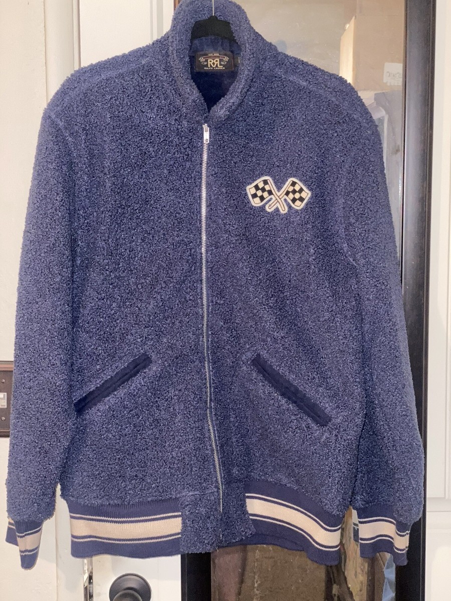 RRL Ralph Lauren Racing Navy Fleece Jacket Sweater Men