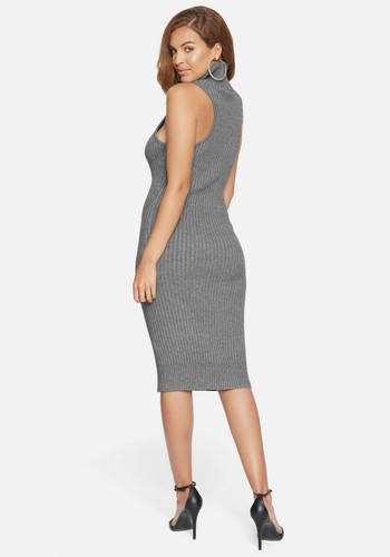 Bebe Sweater Dress Midi Cowl Neck Knit 