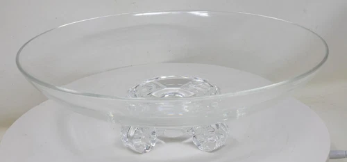 1942 Vintage Steuben 11" Crystal Bowl Scroll Feet #7909 Mouth-Blown Signed