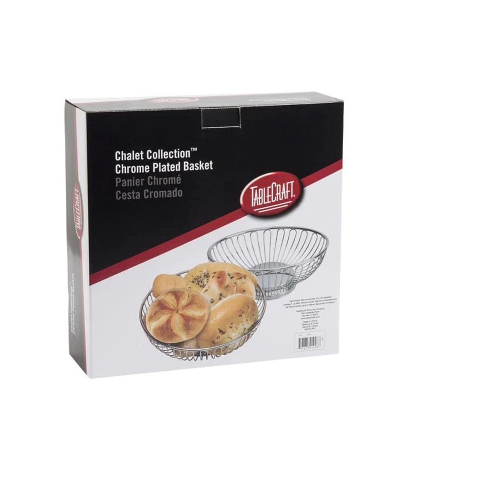 4175 Bread Basket, Chrome Plated, round Wire Storage, Chalet Collection, Fruit o - Image 2 of 3