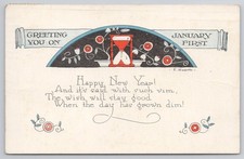 1930 E. Weaver New Year Postcard Hourglass Gaines PA to Westfield PA