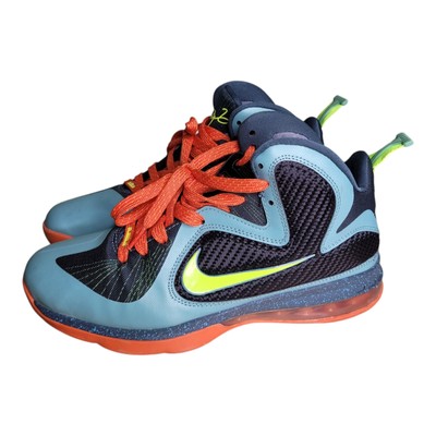Size 10 - Nike LeBron 9 Cannon Black Blue Orange Suede Leather (469764-004)