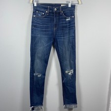 Rag  Bone Nina High-Rise Ankle Skinny Jeans Women's Size 25 Blue Distressed