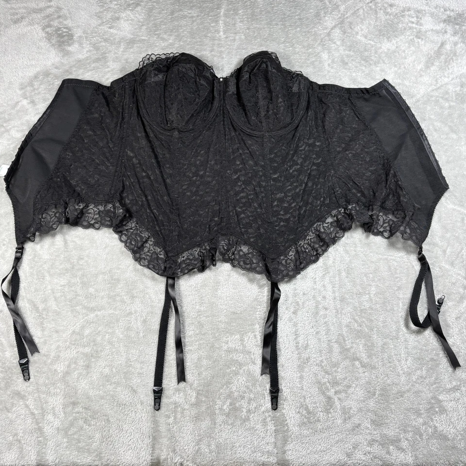 Corsé Bustier Vintage Sears 42DD Pinup Encaje Longline Liguero Lencería Hecho en EE. UU. Foto 3 de 4