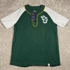 Fanatics Mens Large Green & Gray MLB True Classics Henley Athletics T-Shirt NWT