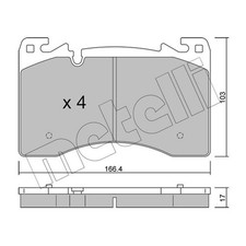1x ORIGINAL® Metelli Bremsbelagsatz, Scheibenbremse Vorne für Land Rover RANGE