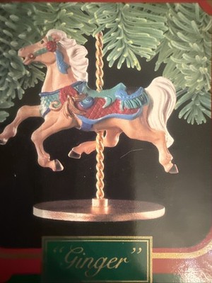 Vintage 1989 Hallmark Christmas Carousel Horse:  ''Ginger'' 4th Ornament Tree New