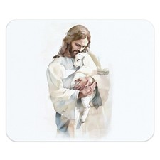 Jesus and Lamb Christian Mouse Pad for Desk, God Shepherd Mousepad, Jesus Gif...