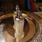 White Milk Glass Salt & Pepper Shakers Set of 2 w/ Silver-Tone Metal Tops — photo 4