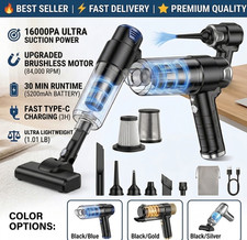 Handheld Car Vacuum Cleaner Cordless 16000PA Powerful 4-in-1 Mini Air Duster