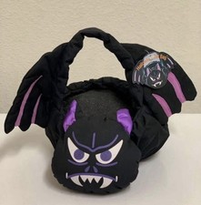 Vintage Russ Berrie Halloween Angry Bat Plush with Wings Candy Basket Bag Toy