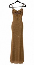 Women  s Elegant Gold Sparkle Maxi Dress