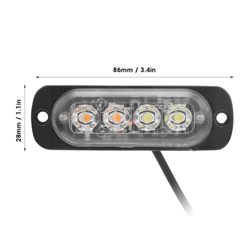 ˘12V 4LED Strobe Light Yellow White Warning Signal Lamp IPX-4 Waterproof For Car - Picture 2 of 12