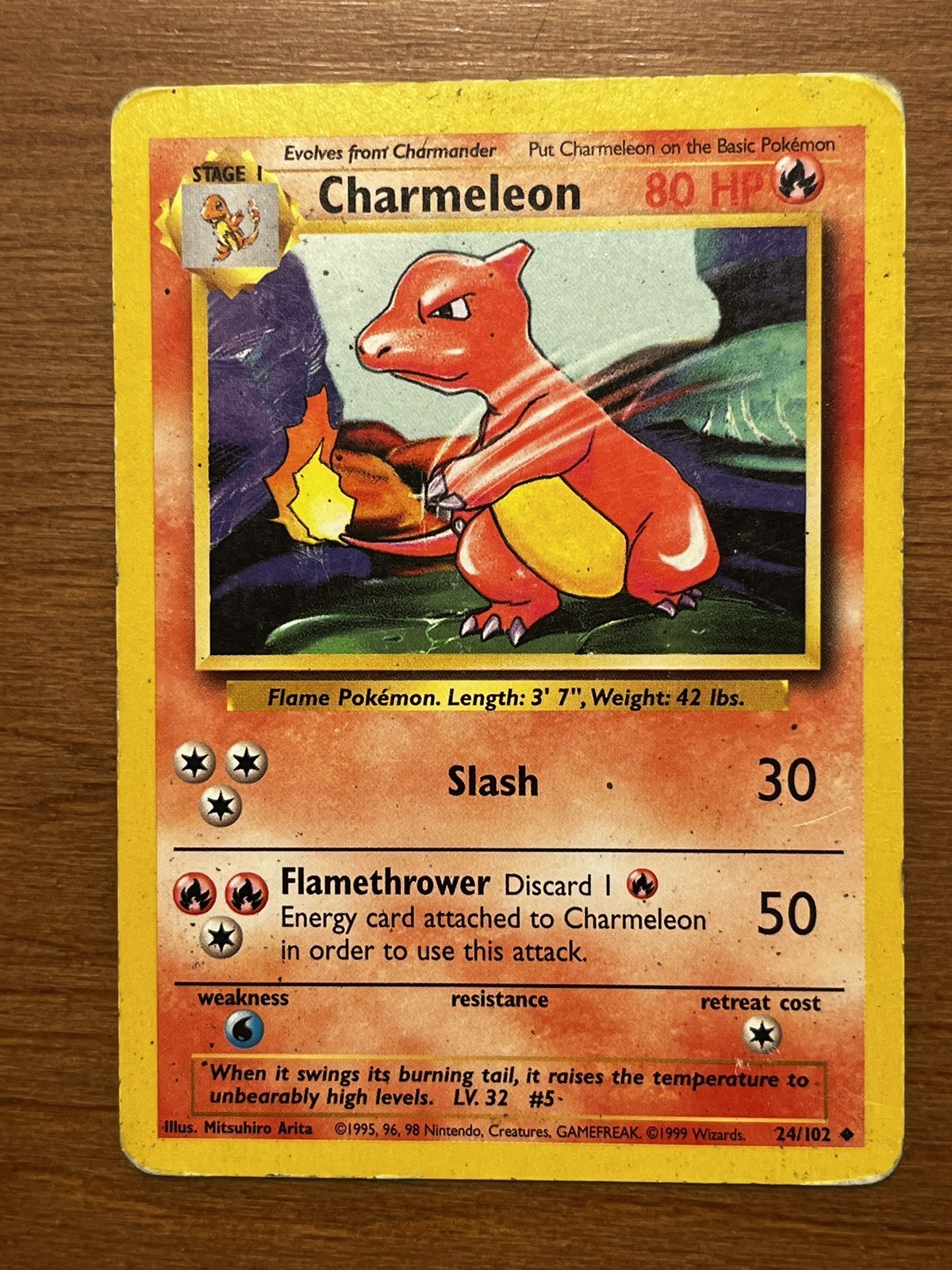 Charmeleon - 24/102 - Uncommon - Base Set - Pokemon Card - HP