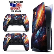 PS5 Disc Version Console  Controller Vinyl Skin Decal Wrap - Galaxy Planets