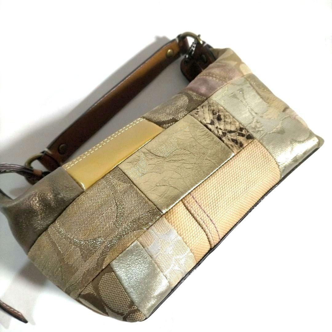 COACH Patchwork Leather Canvas Accessory Pouch Br… - image 5