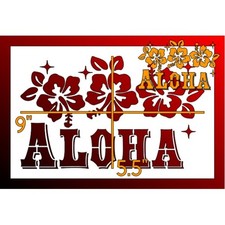 6.5"x10" White Plastic Stencil - Hawaiian Hibiscus Aloha SW289