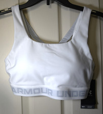 NWT Under Armour Mid Crossback Strappy Women's Medium Sports Bra White 1390377