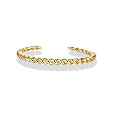 Gold Plated Twisted Chunky Bangle Bracelet  14K Gold 7 Inches Yellow Gold