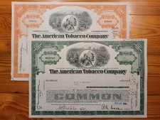 US: 2 x The American Tobacco Co., 100 shares 1967, div. shares  1964*