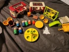 Vintage Fisher Price Toy Lot Little People Mini-Bus 1969 14 Figures Plus 15 Pcs