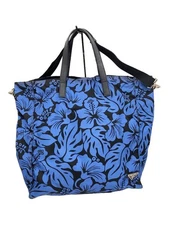 PRADA Tote Bag BLU Floral Pattern