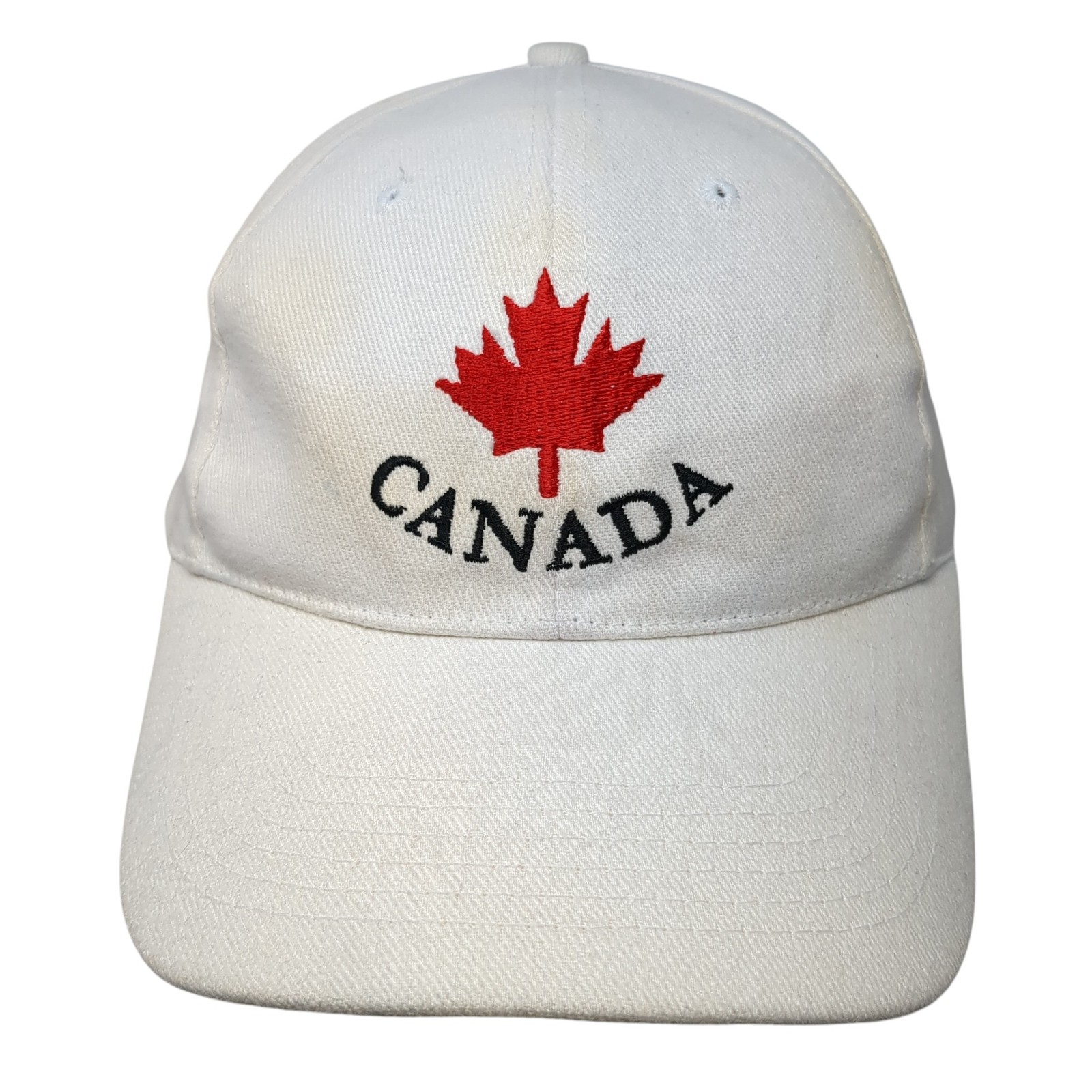 Canada Maple Leaf Strapback Hat White One Size Ad… - image 1
