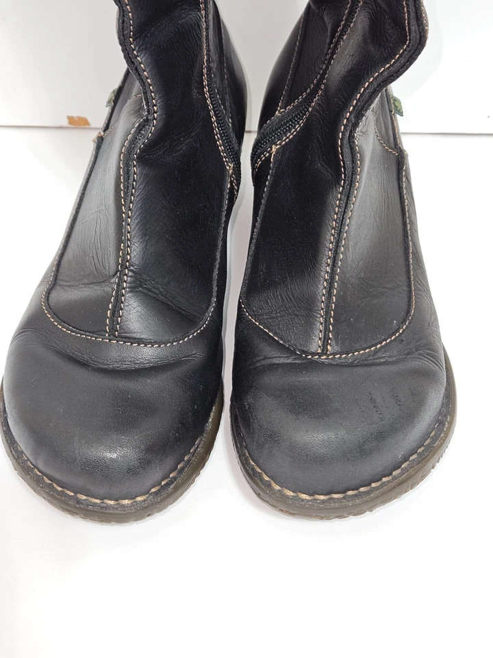 Botas altas medias de cuero negras El Naturalista con tacón bajo talla 39 RARAS Foto 3 de 4