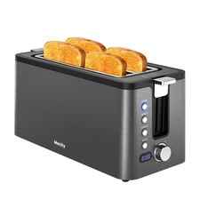 4 Slice Long Slot Toaster with Countdown Timer, Bagel/Defrost/Reheat, Warming Ra