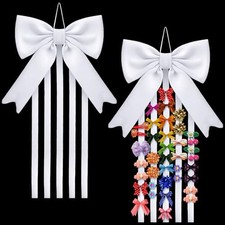 White Bow Organizer for Girls Huge Bow Holder for Girls Hair Bows Claw Clip