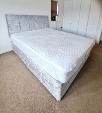 Double Divan Bed Set Including Deep Quilt Mattress And Headboard