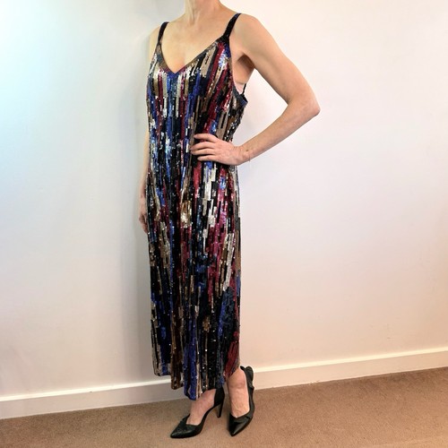 Marina Rinaldi Size 16 XL 23 Black Blue Red Sequin Midi Sheath Dress NWT Designe - Picture 11 of 22