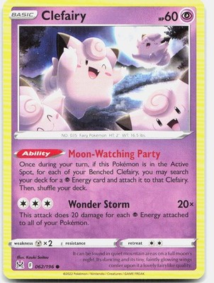 Clefairy 062/196 Common Lost Origin Pokemon Near Mint