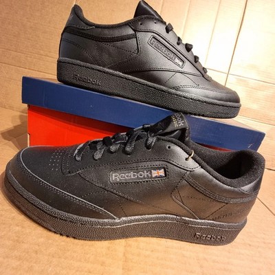 Reebok Herren Club Classic 85 Vintage Leder Turnschuhe - Full Black / Gummisohle
