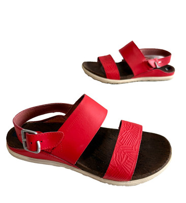 Damen Merrell Move feurige rote Leder Sandalen Größe UK 5 EUR 38 hervorragender Zustand