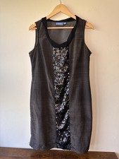 Simply Vera Vera Wang Sequin Plaid Shift Dress Women's Size 12 - Black Gray