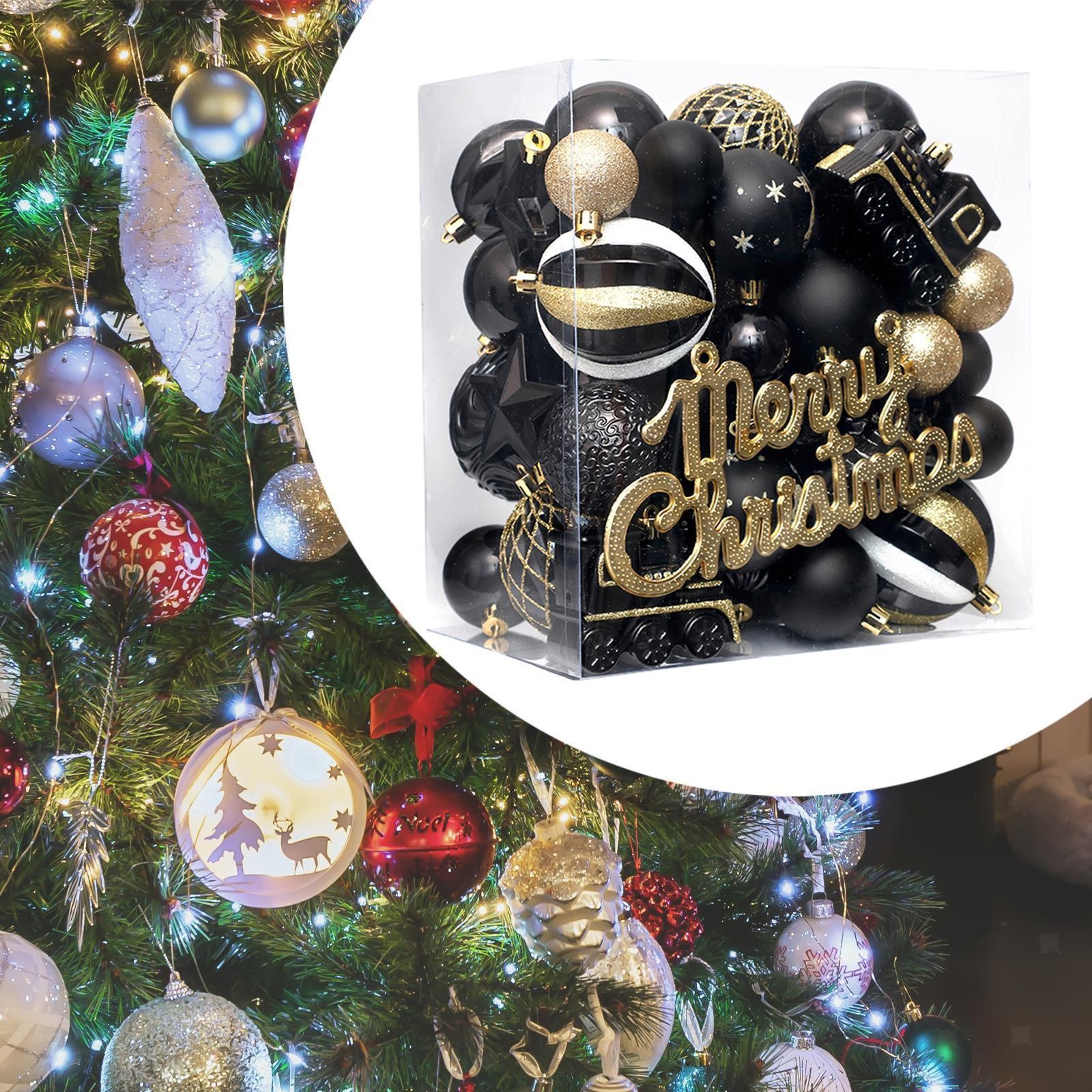 65 Pieces Christmas Ball Ornaments Decorative Hanging Baubles Xmas Decor for