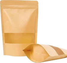 Moretoes 72pcs Kraft Paper Resealable Bags for Small 5.9*8.6in, 