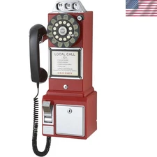 1950's Payphone with Push Button Technology, Red