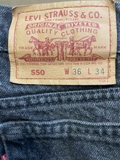 Vintage 90s Levi’s 550 Jeans 36x34 Mens Black Tapered Leg Relaxed Fit USA Made
