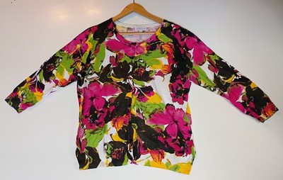 Joseph A Floral Cardigan Women's XL, 3/4 Sleeve, Pre-owned, Excellent Condition 