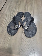 Tory Burch Black Patent Leather Thong Sandal Flip Flop Logo Size: 7M
