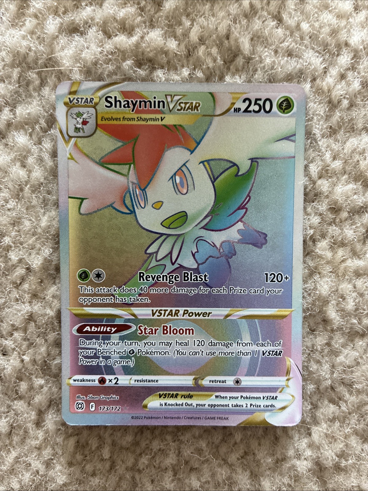 Shaymin VSTAR 173/172 Rainbow Secret Rare 2022 Pokémon TCG Brilliant Stars NM