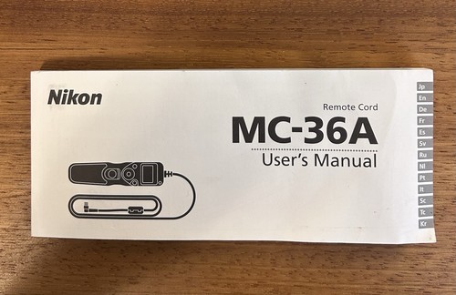 Nikon MC36A Multi Function Remote Cord Users Instruction Manual Multi-Lingual