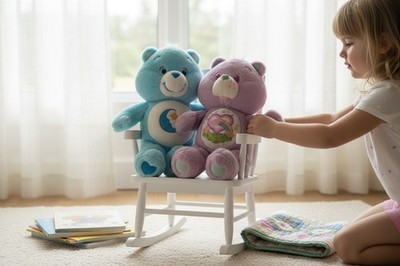 Vintage 2002 Play Along Care Bears Lot: Tagged Bedtime + Pink Cheer Plush!