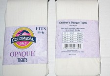NEW IN PKG. - GOLD MEDA L- GIRL'S IVORY OPAQUE TIGHTS - 4-6 38"-47" 36-54LBS