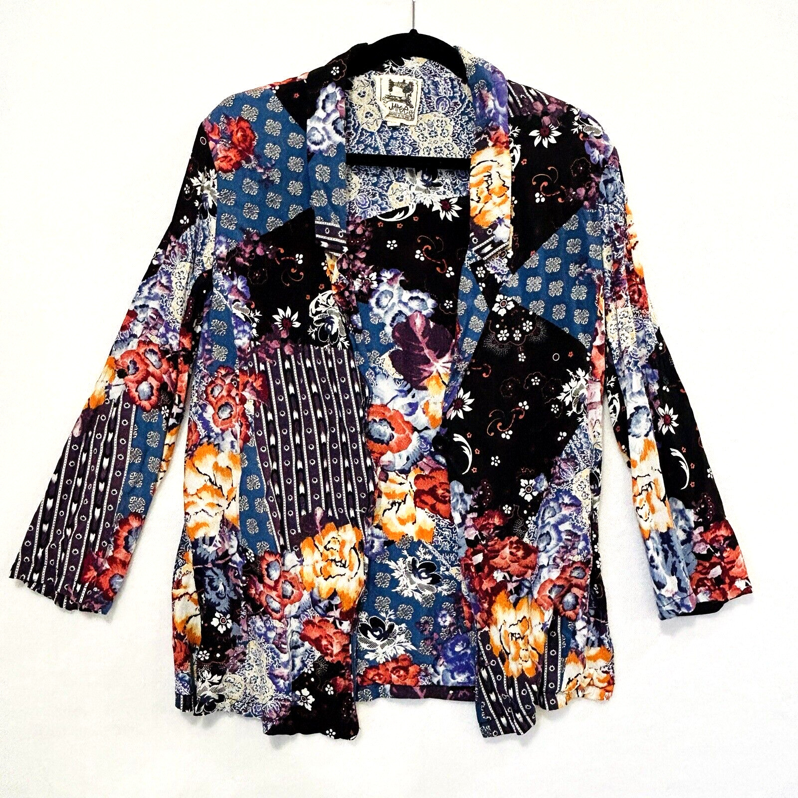 Jaase Patchwork Print Rayon Blazer Jacket Size XS… - image 5