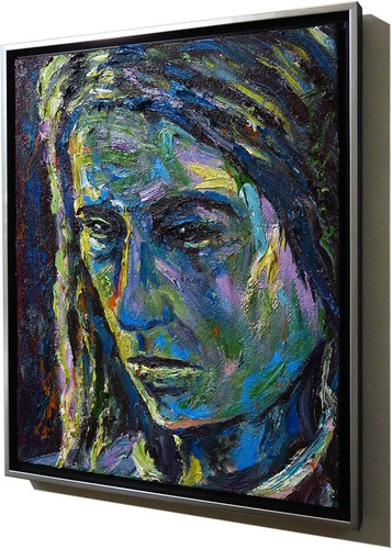 FRAMED PORTRAIT OIL█PAINTING█EXPRESSIONIST█ART█SIGNED OUTSIDER ORIGINAL POP DECO - Picture 4 of 17