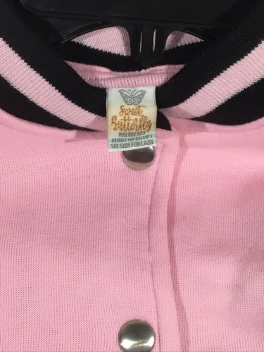 Sweet Butterfly Youth Girls Size Medium (10-12) Pink/Black Varsity Top CK1-173 - 第 3/4 張圖片