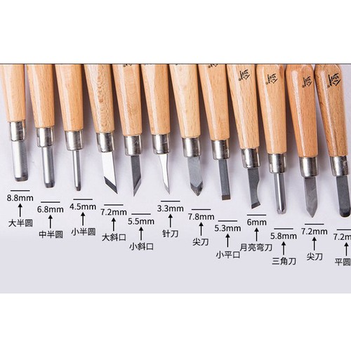 12pcs Cutter Kit Pro Stronger Sharp New SK7 Carbon Steel Wood Carving Tool Set - Picture 4 of 12
